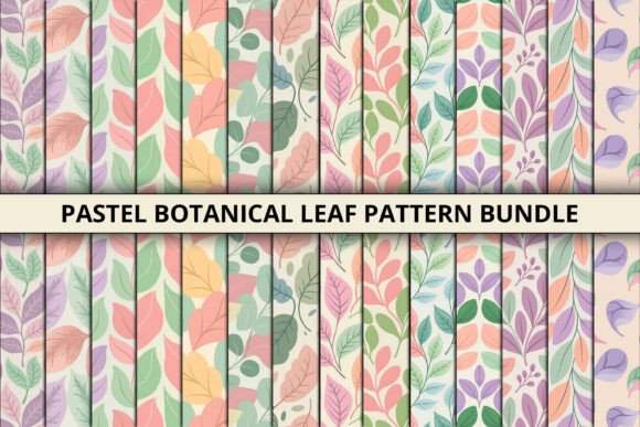 Download Pastel Botanical Leaf Pattern Bundle - Pattern Collection