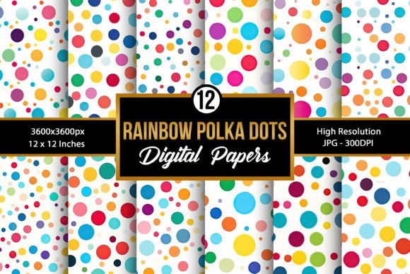 Download Rainbow Polka Dots Digital Paper Pattern - Pattern Collection