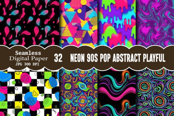 Download Neon 90s Pop Abstract Playful Pattern - Pattern Collection