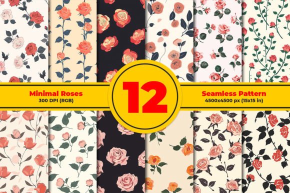 Download Minimal Roses Seamless Pattern - Pattern Collection