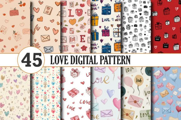 Download Romantic Love Digital Pattern Bundle - Pattern Collection