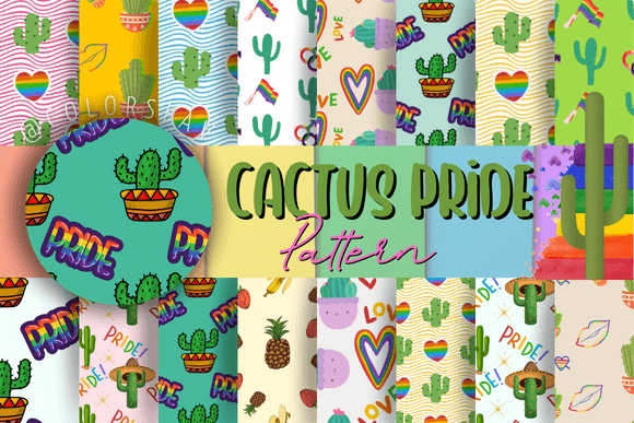Download Cactus Gay Pride Patterns Seamless Set - Pattern Collection