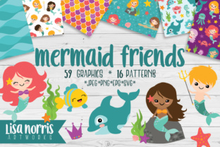 Download Mermaid Friends Clip Art, Patterns - Pattern Collection