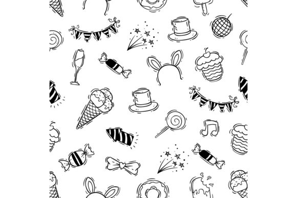 Download Cute Birthday Icons in Seamless Pattern - Pattern Collection
