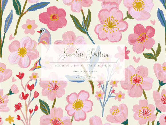 Download Seamless Pink Cherry Blossom Floral Pattern PNG - Pattern Collection