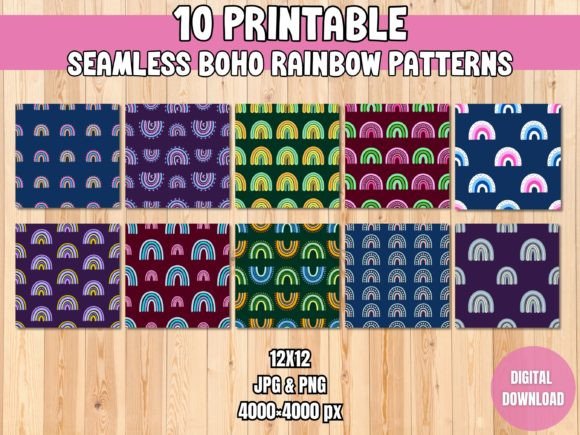 Download Seamless Boho Rainbow Patterns - Pattern Collection
