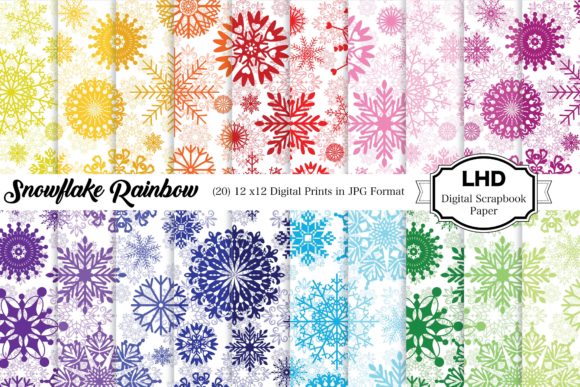 Download Digital Paper Snowflake Rainbow Patterns - Pattern Collection