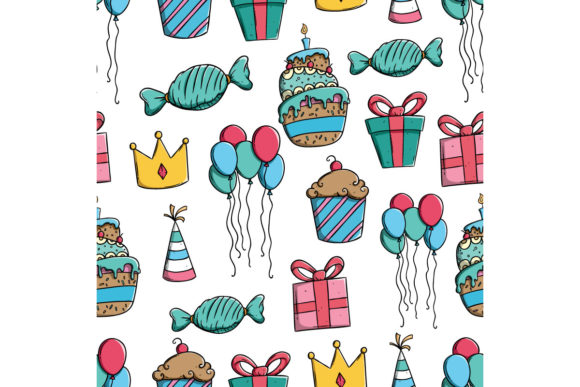 Download Cute Birthday Icons Seamless Pattern - Pattern Collection
