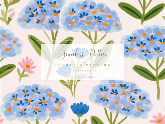 Download Blue Hydrangea Seamless Pattern PNG for Kids &amp; Spring Crafts - Pattern Collection