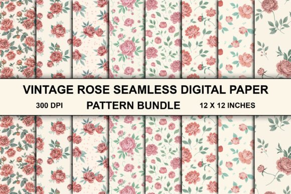 Download Vintage Rose Seamless Pattern Bundle - Pattern Collection