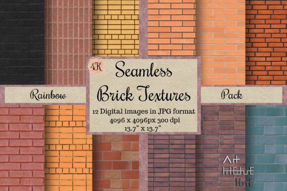 Download 12 Seamless Rainbow Brick Textures, 4K - Texture Collection