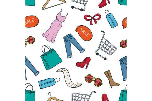 Download Cute Shopping Sale Icons Pattern - Pattern Collection