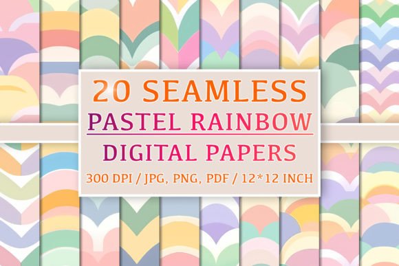 Download 20 Seamless Pastel Rainbow Patterns - Pattern Collection