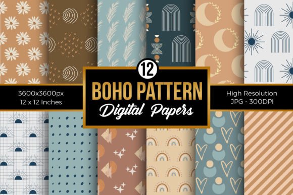 Download Boho Pattern Digital Papers Pack - Pattern Collection