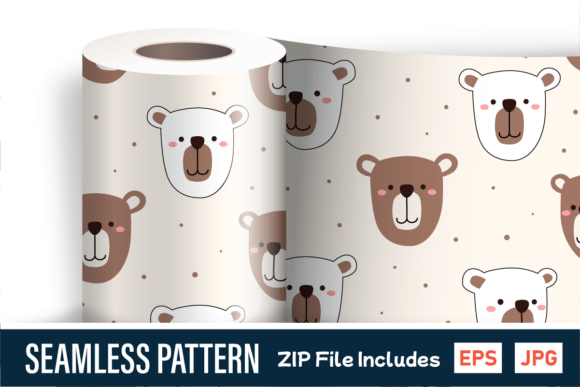 Download Cute Bear Face Seamless Polka Pattern - Pattern Collection