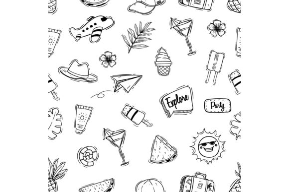Download Cute Summer Icons Seamless Pattern - Pattern Collection