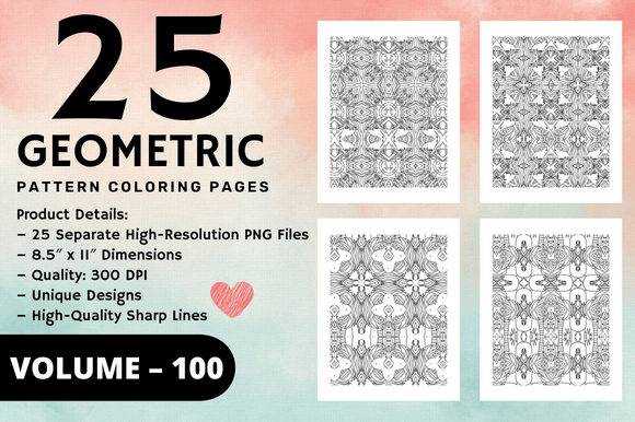 Download KDP Geometric Pattern Pages Volume – 100 - Pattern Collection