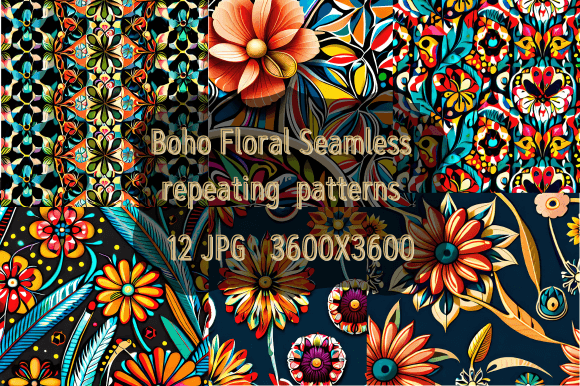 Download Boho Floral Seamless Repeating Patterns - Pattern Collection
