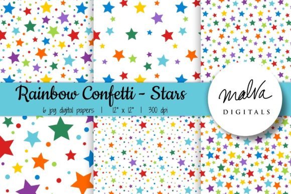 Download Rainbow Confetti Stars Seamless Patterns - Pattern Collection