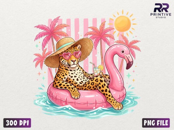Download Preppy Stripes Leopard Pool Summer PNG - Summer Collection