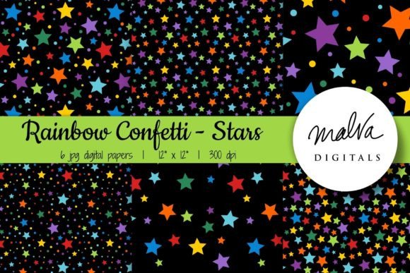Download Rainbow Confetti Stars Seamless Patterns - Pattern Collection