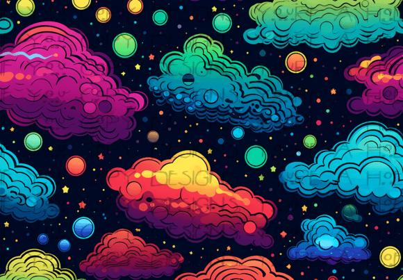 Download Seamless Rainbow Clouds Pattern - Pattern Collection