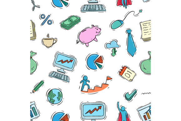 Download Cute Business Icons Seamless Pattern - Pattern Collection