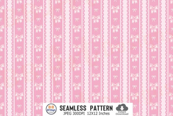 Download Coquette Pink Bow Stripes Pattern Paper - Pattern Collection