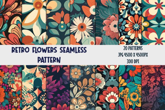 Download Retro Flowers Seamless Patterns 1 - Pattern Collection