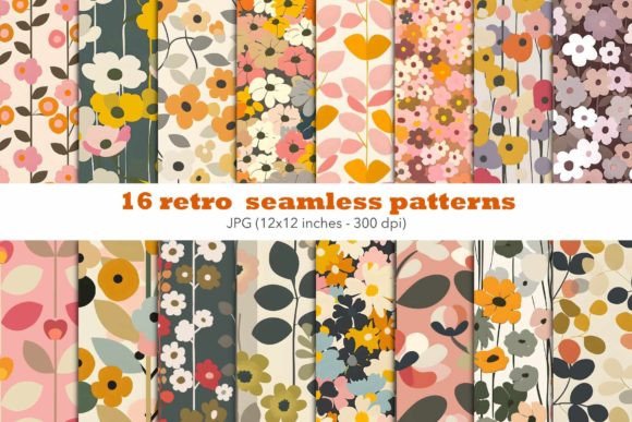 Download Retro Flower Pattern Floral Paper Set - Pattern Collection