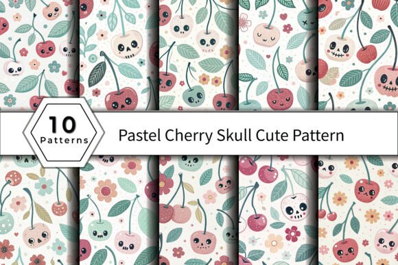 Download Pastel Cherry Skull Cute Pattern - Pattern Collection