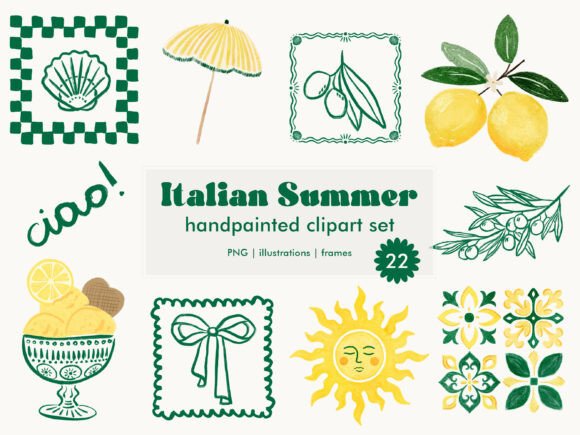 Download Italian Summer Mediterranean Clipart Set - Summer Collection