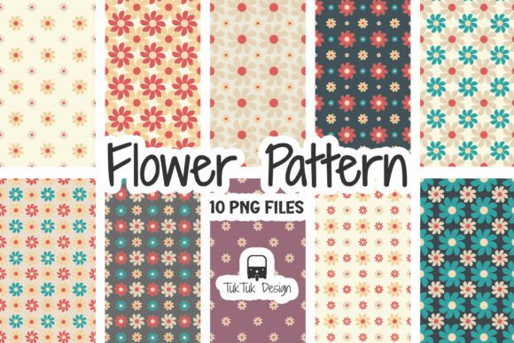 Download Retro Daisy Flower Pattern PNG Bundle - Pattern Collection