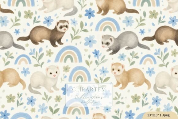 Download Watercolor Ferret Boho Pattern Unisex - Pattern Collection