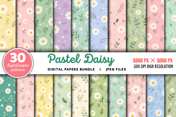 Download Pastel Daisy Digital Pattern Bundle - Pattern Collection