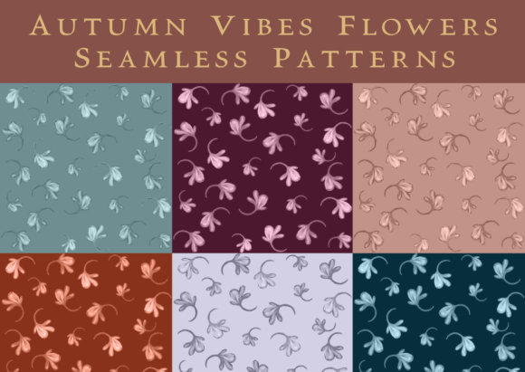 Download Autumn Colors Cute Floral Pattern Set - Pattern Collection