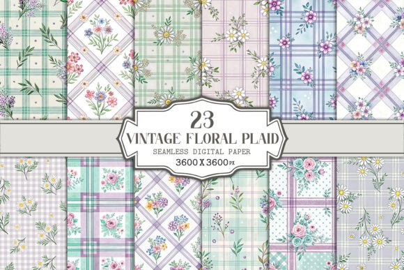 Download Vintage Floral Plaid Seamless Pattern - Pattern Collection