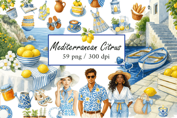 Download Watercolor Mediterranean Summer Clipart - Summer Collection