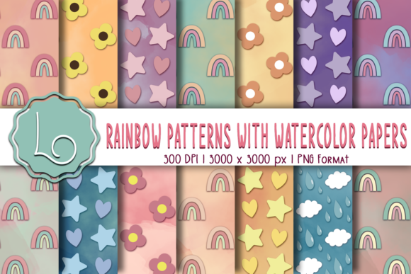 Download Rainbow Patterns with Watercolor Papers - Pattern Collection
