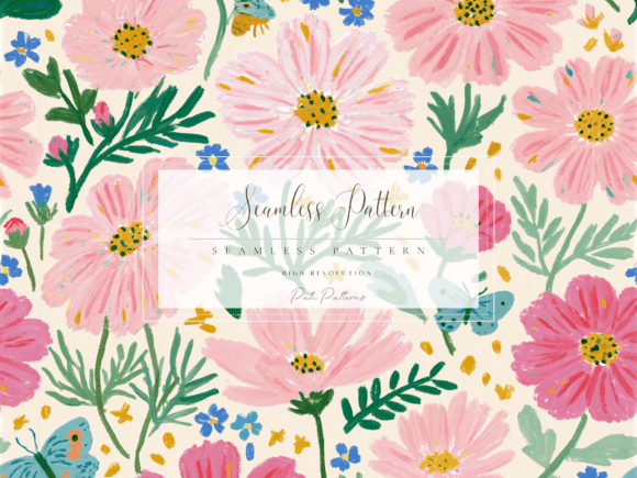 Download Minimalist Cottage Garden Floral Seamless Pattern PNG - Pattern Collection