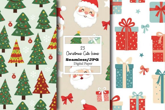 Download Christmas Cute Icons Seamless Pattern - Pattern Collection