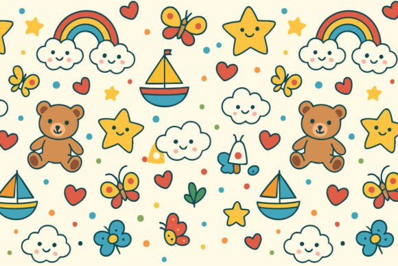 Download Cute Kids Pattern with Teddy Bear - Pattern Collection