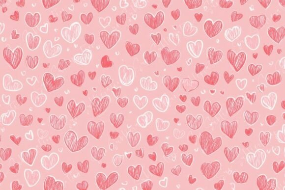 Download A Playful Pattern of Hand Drawn Hearts - Pattern Collection