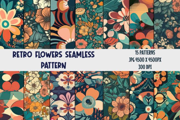 Download Retro Flowers Seamless Patterns 2 - Pattern Collection