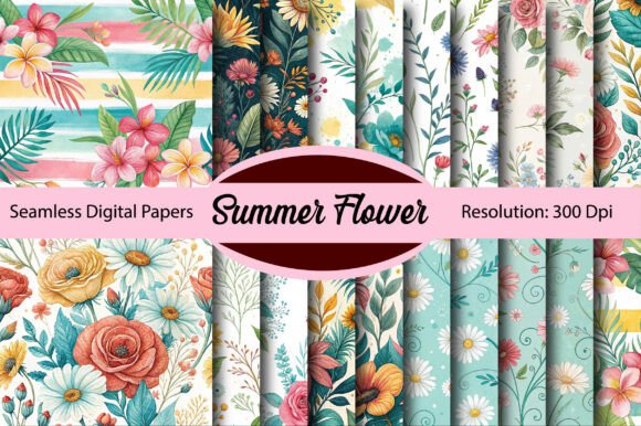 Download Summer Flower Seamless Digital Paper - Summer Collection