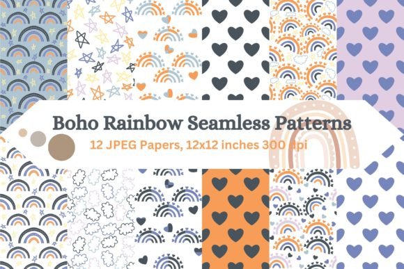 Download Mystical Boho Rainbow Patterns - Pattern Collection