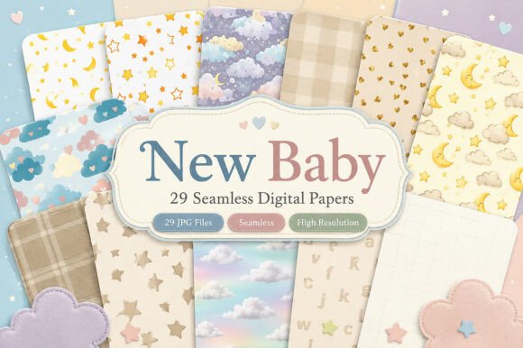 Download New Baby Digital Pattern Papers - Pattern Collection