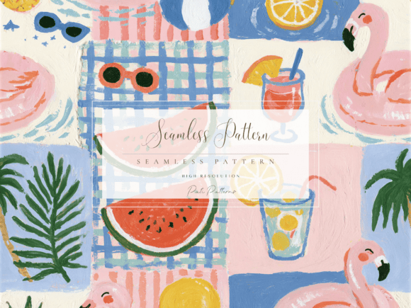 Download Summer Watermelon Flamingo Seamless Pattern PNG - Pattern Collection