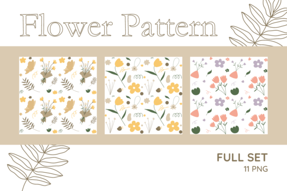 Download Cute Flower Spring Minimal Pattern Set - Pattern Collection