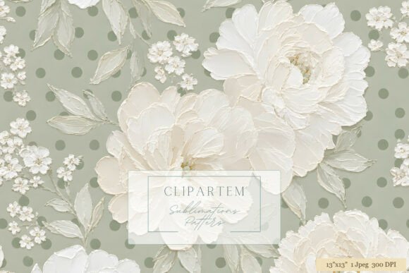Download White Peony Sage Green Dot Pattern - Pattern Collection